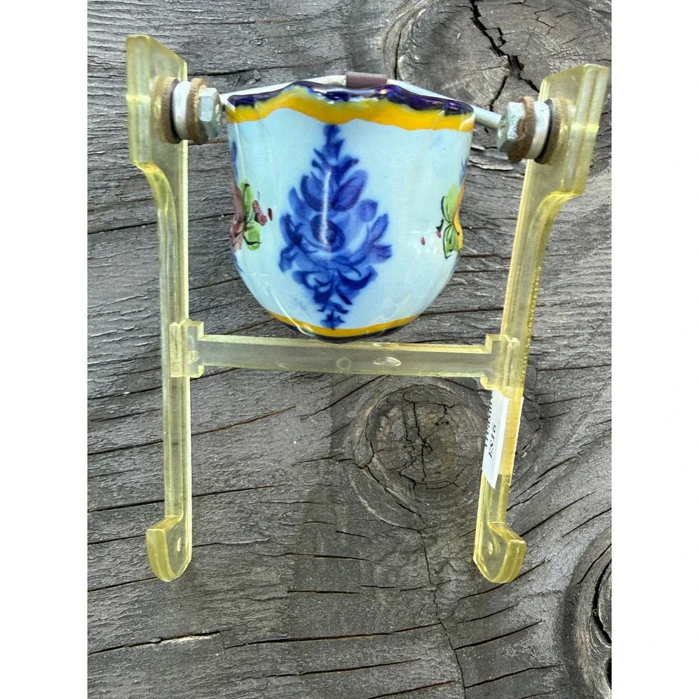 Vestal Alcobaca‎ Portugal Hand Painted Pottery Creamer Floral Blue Yellow 244